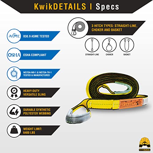 KwikSafety - Charlotte, NC - Mighty Sumo 2”x 30’ Poly Web Sling Lifting Strap Construction ASME OSHA / 6400lbs Vertical 5100lbs Choker 12800lbs Basket/Rigging Moving Towing Hoisting Gear - size: 2"X30' | 6400 lbs