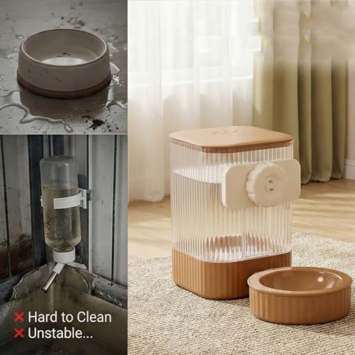 Small Pet Automatic Water Dispenser 1.6L - High-Temp Resistant, Detachable Easy to Clean, Non-Spill Auto Water Level | Food Grade Cage Mountable Feeder for Rabbit, Cat, Guinea Pig, Call Duck, Puppy