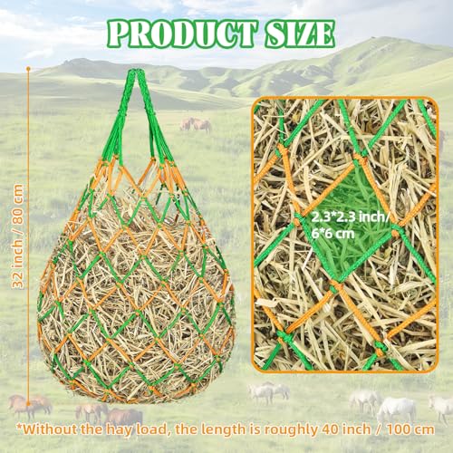 YedsIntu 3 Pcs Hay Bags for Horses, Hay Nets for Horses Goat Sheep,Goat Hay Feeder for Slower Feeding,Strong Load-Bearing Hay Bag Hanging for Horse Stable Trailer (Green) - color: Green