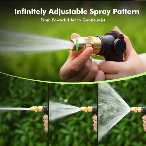RESTMO Garden Hose Nozzle, Heavy Duty Water Hose Sprayer for Outdoor | Zinc Alloy Metal, Thumb Control, Precise Flow, Adjustable Spray Patterns, Leak-proof, Ideal for Lawn & Plant & Car, Brown - color: Brown