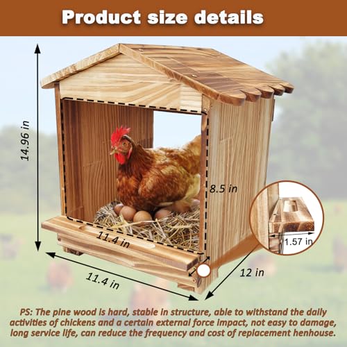 3 Pcs Chicken Nesting Box, Wooden Nesting Boxes for Chickens & Ducks, Farm House Wall Mount Egg Laying Boxes for Hens, Small Chicken Coop Nesting Boxes (11.42" L X 12" W X 15" H) - size: 11.4"L x 12.0"W x 15.0"H