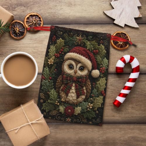 KzgtY Christmas Owl 2PCS Gift Bags with Drawstring, 16 x 12 Inch Reusable Present Sacks for Christmas,Brithday, Holidays,Parties & Gift Packaging - color: Christmas Owl