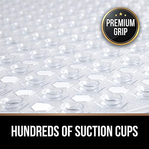 GORILLA GRIP Shower Stall Mat Size 21x21 Clear and Memory Foam Bath Rug Size 30x20 Graphite, 2 Item Bundle
