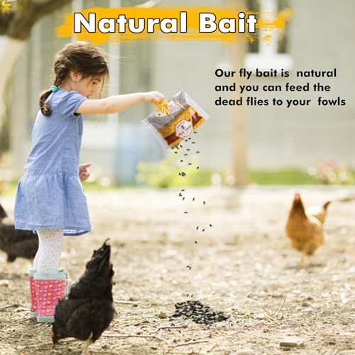 Disposable Hanging Fly Traps Outdoor Bags with Dissolvable Bait-4 Pack | 30g Pre-Baited Fly Hunter for Flying Insects, Weatherproof Outdoor Fly Bags, Fly Catcher for Chicken Coop Barn Ranch Farm - size: 4 Pack