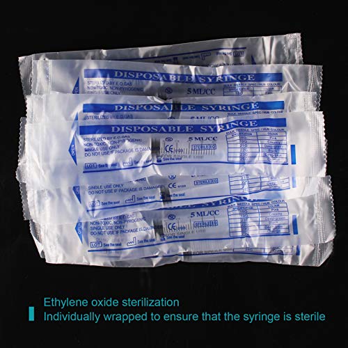 5ml Syringe Without Needle - 5 ml Small Plastic Syringes Sterile Individually Packed with Cap for Lab Medicine Student Measuring Liquid and Pet Dog Cat Baby Feeding Oral Colostrum ( 12 Pack 5cc /ml )