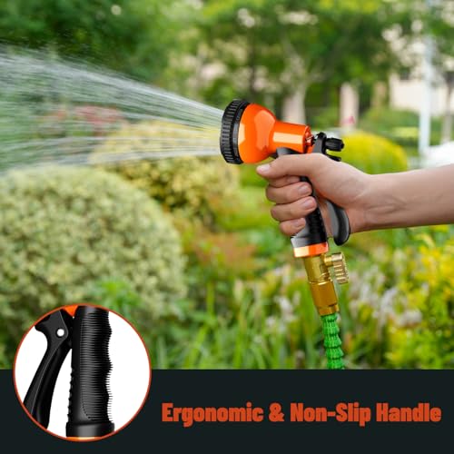 Besiter Garden Hose Nozzle Sprayer 10 Watering Patterns Spray Nozzles Heavy Duty Hose Head Lightweight Hose Attachment Orange - color: Orange