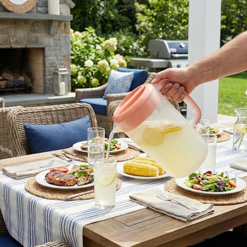 2 Pack 1 Gallon Plastic Pitcher with 3 Ways Lid, Large Gallon Water Ice Tea Pitcher with Handle Measurement for Party Outdoor, Freezer/Dishwasher Safe, BPA Free