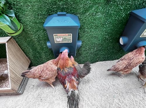 Chicken Feeder, Hanging Automatic Chick Feeders, Chicken Coop Accessories(52 Pounds / 2 Pcs) - color: Midnight Blue