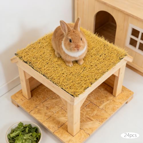 Chicken Nesting Pads, 24Pcs Soft Coop Nest Box Mats 11.8"x11.8" | PP & PE, Slip-Resistant Bottom, 1.18" Thickness, Artificial Grass Nesting Pads, Chicken Coop Pads, for Duck Rabbit Guinea Pig