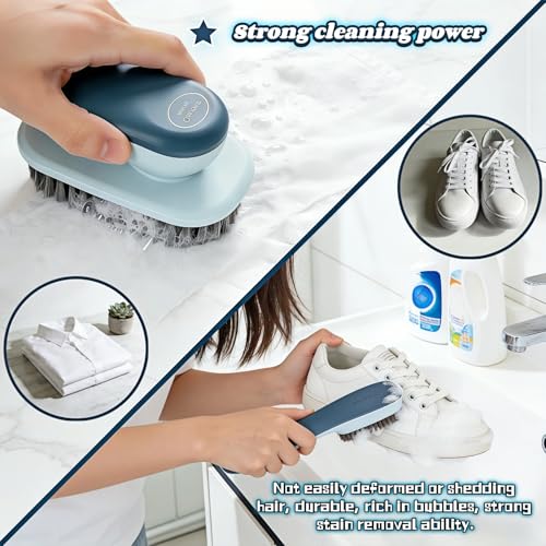 Ergonomic Shoe & Clothing Brush Set (2-Piece) - Heavy Duty Stain Remover with Non-Slip Grip, Hanging Hole for Storage | Bathroom Tile Grout Scrubber, Kitchen Cleaner, Carpet Spotter