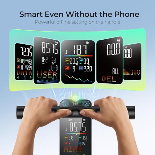 RunStar Smart Scale for Body Weight with Set-Function Handle, 50+ Metrics | 8-Electrode High Accuracy Digital Bathroom Scale, Sync Fitness APP, Voice Prompt, Full Body Analysis Report, 400lb, BlueBlack - color: Blueblack, size: 12.2" * 12.2"