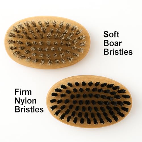 Goat Grooming Brushes, Soft Bristle and Firm Nylon Set, 2 Pack | Wooden Body Brushes, For Goats, Sheep, Calves, Horses, Dogs And Pigs, Face, Leg And Coat Grooming