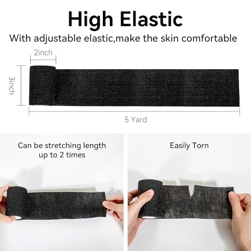 Self Adhesive Bandage Wrap,Bandage Tape,Medical Tape,Vet Tape | Athletic Tape Gauze,for First Aid,Sports, Wrist, Ankle (black, 3inch*8rolls) - color: Black, size: 3inch*8rolls