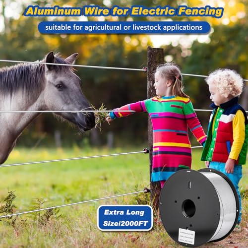 Gisafai 2000 ft 14 Gauge Aluminum Wire for Electric Fencing, Aluminum Alloy Wire for Electric Fencing, High Conductivity & Durability - size: 2000 ft 14 Gauge