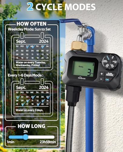 Automatic Misting Cooling System with Timer, 46FT Misting Line | 10 Brass Nozzles, 3/4" Brass Adapter, For Patio Misting, Grenhouse Watering & Chicken Coop Cooling - size: 46FT / 14M