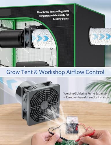 Wathai 120mm x 38mm 12V 4 Inch Small Exhaust Fan 110V 120V Speed Control | Dual Ball 3000RPM High Speed Fan Variable Speed Controller for Biltong Box Greenhouse Receiver Amplifier Xbox DVR Cooling - style: 120x38mm 1 duct