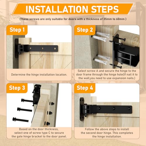 Heavy Duty Gate Hinges, 900 Lbs Capacity and Sealed Built-in Ball Bearings | 13" Bolt-On or Weld-On Hinges,180° One-Way Open Gate Hinges for Wooden/Metal Gates,Driveway Gates,Fence, Sheds( Matte black)