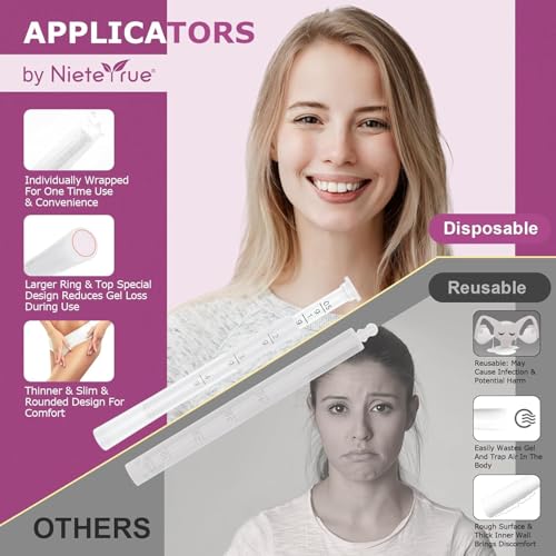 Disposable Vaginal Applicators – Updated with Dosage Markings, Individually Wrapped for Hygiene, Fits Most Lubricants, Creams & Gels, Feminine Care Essentials (60 Pack) - size: 60 Pack