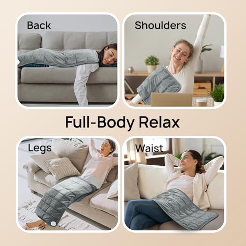 Weighted Heating Pad for Back Pain Relief, 17" x 33" XXXL Electric Heating Pad for Neck and Shoulders, Fast Heating Pad for Cramps, Legs & Full Body, 6 Heat Settings, Auto Shut Off, Soft Washable