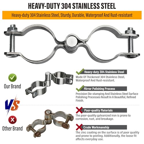 2 Pack 1-7/8" x 1-5/8" Chain Link Fence Gate Hinge, 304 Stainless Steel Heavy Duty Male Female Post Hinges with Bolts and Nuts - color: 1-7/8", size: 1-5/8 Inch