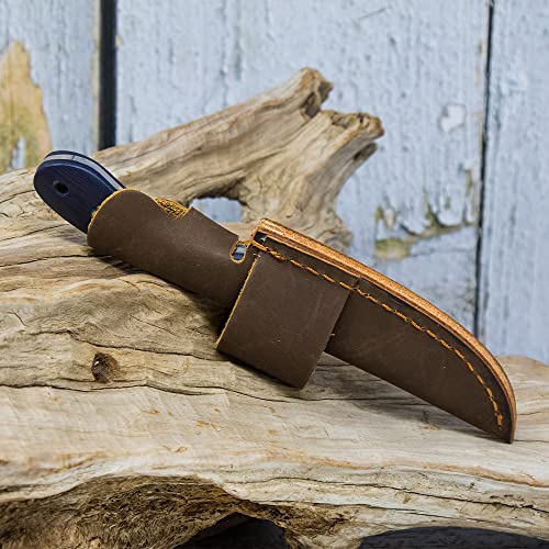 WHISKEY BENT HAT CO. Sendero Caper 440 Stainless Steel Fixed Blade Knife w/Leather Sheath (Nightfall) - color: Nightfall