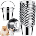 Hicarer 12 Pcs 1.5 Quart Stainless Steel Dog Water Bucket, Heavy Duty Stainless Steel Easy Clean Bucket Water Pails for Dogs Pets, for Kennels Farms Fences Cages Home - size: 1.5 Quart