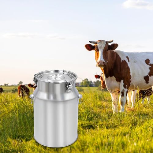 Stainless Steel Milking Machine Bucket with Lid, 10L Milk Can for Cow Sheep Goat Milking Equipment, Farm Milk Storage and Transport - size: 10L
