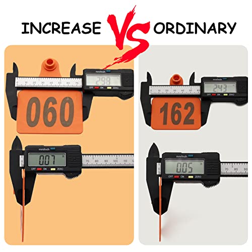 100PCS Cattle Ear Tags 001-100 Numbered Plastic Farm Identification | 4.1x3 Inch Oversize Tags for Cattle Cows Goats Sheep Pigs Hog Calf, Laser Printed Herd Management (001-100, Orange) - color: Orange