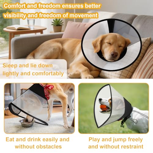 Plastic Dog Recovery Cone Collar, Soft Comfortable Breathable Post-Surgery Pet Cone, Escape-Proof, Easy Clean, Prevents Licking Wounds, Waterproof & Adjustable L (Neck 14.1"-18.1") - size: L(Neck 14.1"-18.1")