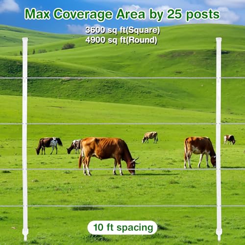 25Pack,48 Inch Heavy Duty Electrical Fence Post - UV Resistant Plastic Fence Posts for Livestock, Garden & Pasture, Easy Installation No Dig (White) - color: White