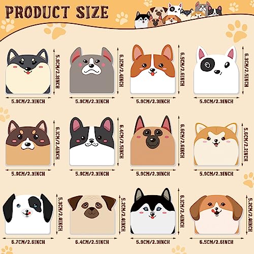 Yinder 24 Pads Cute Dog Sticky Notes Kawaii Animal Sticky Notes Pads Bulk | Fun Cartoon Memo Pad Self Adhesive Tab Back to School Gift for Teacher Student Classroom Veterinary Dog Office Supplies - style: Dogs