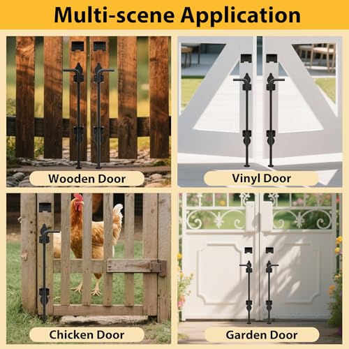 36" Heavy Duty Cane Bolts for Gates with Black Rustproof Powder Upgraded Hardware Gate Drop Rod for Wood PVC Vinyl Fences Gates, Double Doors-1 Pack - size: 36 Inch-1pack
