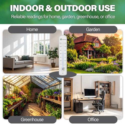 Room Thermometer – Large 15 Inch Indoor or Outdoor Temperature Gauge for Room, Greenhouse, Garden, Patio, Home, Office, Balcony