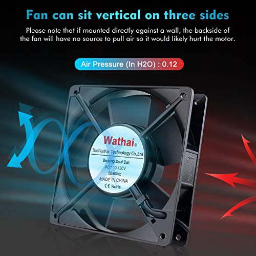 Wathai 120mm AC AXIAL Exhaust Fan 110V 120V Dual Ball for DIY Cooling | Dual Ball Heavy-Duty Fan for DIY Cooling Ventilation Exhaust Projects 120mm x 25mm - style: 120x120x25mm