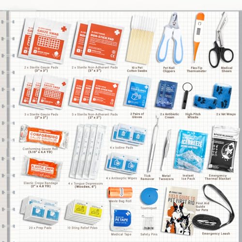 EVERLIT Pet Medic First Aid Kit | Vet-Approved Animal Care Kit with 95 Pcs Medical, Outdoor & Emergency Supplies to Treat Dogs, Cats | Travel-Friendly Compact Bag for Home, Car and Travel (Blue) - color: Protector Blue