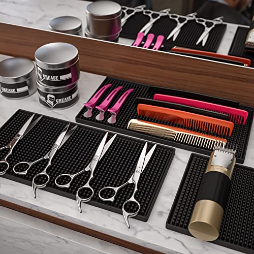 2PCS 12x6in Barber Work Station Mat for Salon, Service Mat Cushion for Bar | Flexible PVC Heavy Duty Antiskid Rubber Mat for Stations, Heat-Resistant Pad Tools for Styling Hair Dryers Hair Trimmers - size: 12x6" - 2PCS