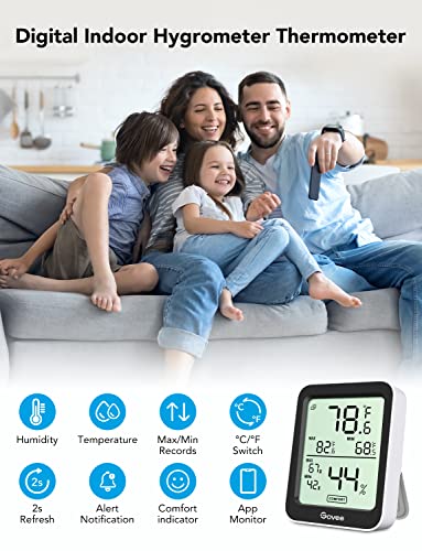 Govee Indoor Hygrometer Thermometer 3Pack H5075 with Bluetooth App Control (Pack of 2) - color: Black, size: 6 Pack
