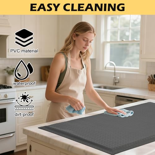 3 x 5 FT Anti Fatigue Mats 15/16 Inch Thick Sponge Ergonomic Mat | Diamond Grid Stable Standing Mat Construction Site Mechanic Booth Cashier Reception Gray Foam Core Comfort Extended Floor Mat - size: 59.9"L x 36.2"W x 0.9"Th