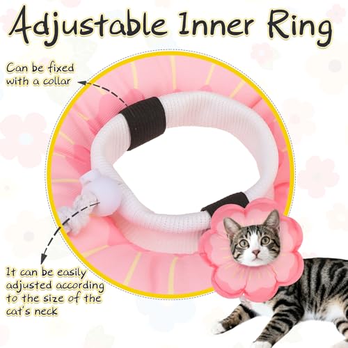 Cat Cone Collar Soft, Cat E Collar Recovery After Surgery to Stop Licking, Adjustable Waterproof Cute Neck Elizabethan Pet Kitten Puppy Donut Pillow for Cats Puppy Wound Healing, Pinks - color: Pink, size: Small