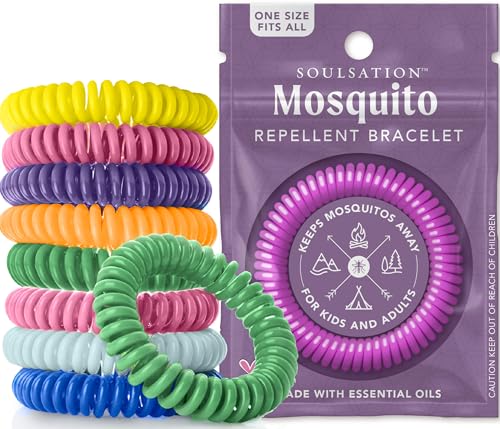 SoulSation 25 Pack Mosquito Repellent Bracelets, DEET-Free for Kids & Adults, Individually Wrapped Bands - size: 1 Count (Pack of 25)