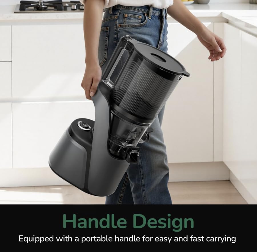 Canoly 3-in-1 Cold Press Juicer C16, Makes Juice & Sorbet & Nut Milk | 6" Extra Wide Feed Chute, Powerful AC Brushless Motor, Self Precut System, Juicer Machines with BPA-Free (Space Gray) - color: Space Gray