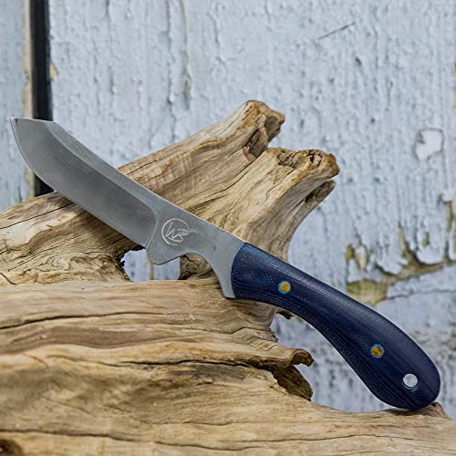 WHISKEY BENT HAT CO. Sendero Caper 440 Stainless Steel Fixed Blade Knife w/Leather Sheath (Nightfall) - color: Nightfall