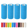 4 Pack Self Adhesive Bandage Wrap, 6 ln x 5 Yards Vet Wrap Tape, Blue | Non-Woven Self Adherent Cohesive Bandage for Thumb, Finger, Wrist, Knee, Ankle - color: Blue