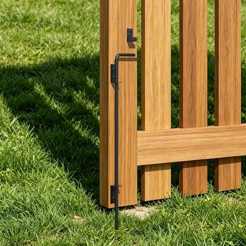 Heavy Duty Cane Bolt Gate Drop Rod, 24" Black Gate Latches Hardware for Wood Fence/Metal/Vinyl/Double Gates, Outdoor Gate Ground Latch Drop Rod with Mounting Screws, 1 Pack - size: 24 Inch