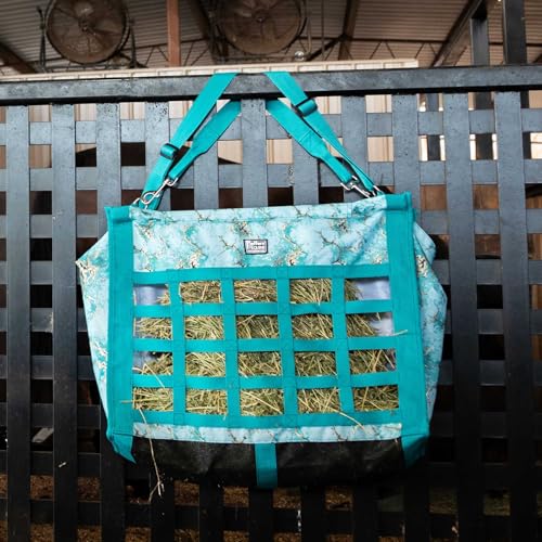 Jeffers Expression Extend Feed Hay Bag for Horses - Bloomin Toolin | Slow Feed Hay Bag Holds Up to 2 Hay Flakes for Daily Feeding, Travel or Farm Events | 600 Denier Material with Mesh Bottom