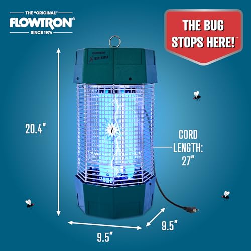 Flowtron Bug Zapper, 2 Acres Outdoor, 120W UV, 5600V, Octenol, Made in USA | Bug zapper for farms, commercial spaces, and large yards - UV and octenol kill mosquitoes, flies, and gnats - CSA certified