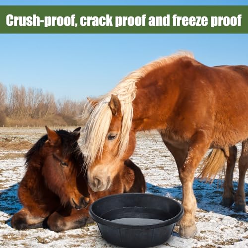 Sadnyy 5 Pcs 8 Quart/ 2 Gallon Rubber Feeder Pan, Rubber Feed Pan Utility Horse Feed Bucket Dog Bowl Horse Feeder for Cats Dogs Goats Chicken Dust Bath Container Animal Feeding, 14.57 x 4.5 inches - size: 8 Quart/ 2 Gallon
