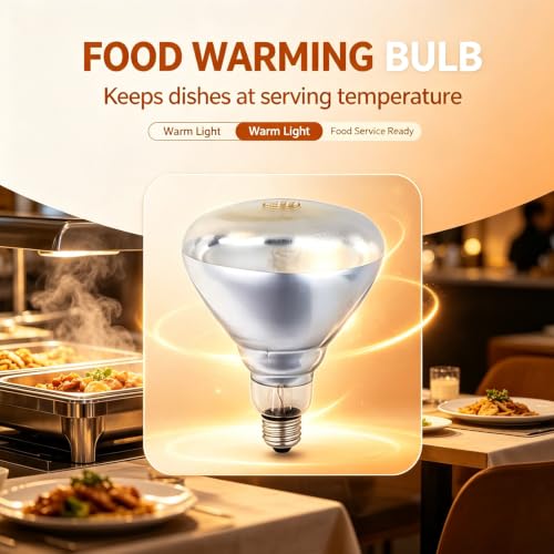 2 Pack 375W Food Heat Lamp Infrared Bulbs for Buffet, Parties, Fast Food, Bathroom,Chicks, Pet,Reptiles and Amphibians,Commercial Food Warmer Light. - color: 375w/Clear
