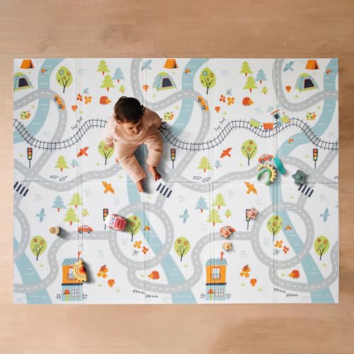 Nuby Reversible Baby Floor Mat | Car Tracks - style: Car Tracks