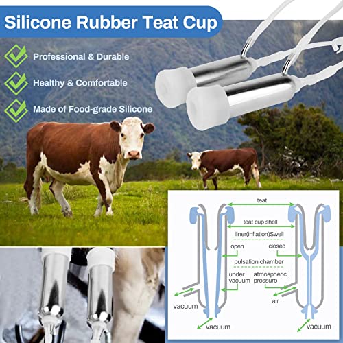 9L Cow Milking Machine, Rechargeable Battery Adjustable Pulse Vacuum Electric Cow Milking Machine,Portable Milking Machine,Individual Pulsation Adjustment, Udder Protection - size: 9L Cow